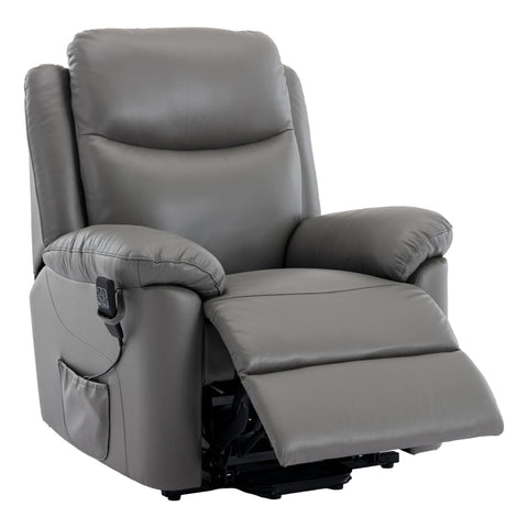 The Devon - Mobility Dual Motor Riser Recliner Arm Chair - Grey Genuine Leather - image 3