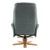 The Dubai - Swivel Recliner Chair & Matching Footstool in Lisbon Teal Fabric