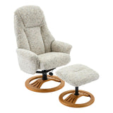 Aruba Swivel Recliner Chair in Frost Cream Fabric with Matching Footstool - thumbnail 4