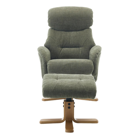 The Eden Swivel Recliner Chair & Matching Footstool  in Kellygreen Fabric - image 5
