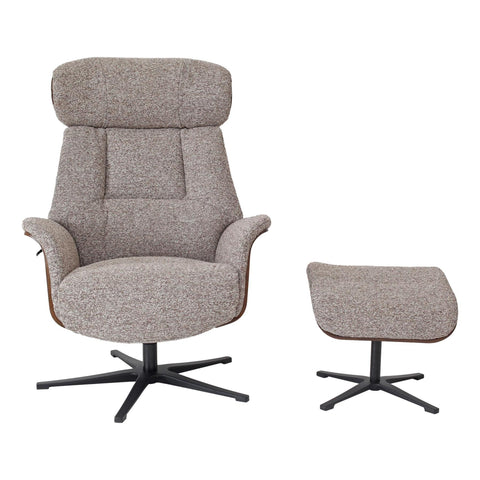 Stratford Swivel Recliner Chair in Coffee Fabric with Matching Footstool - image 4
