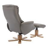 Cairo Swivel Recliner Chair & Footstool in Grey Plush Faux Leather - Refurbished - thumbnail 8