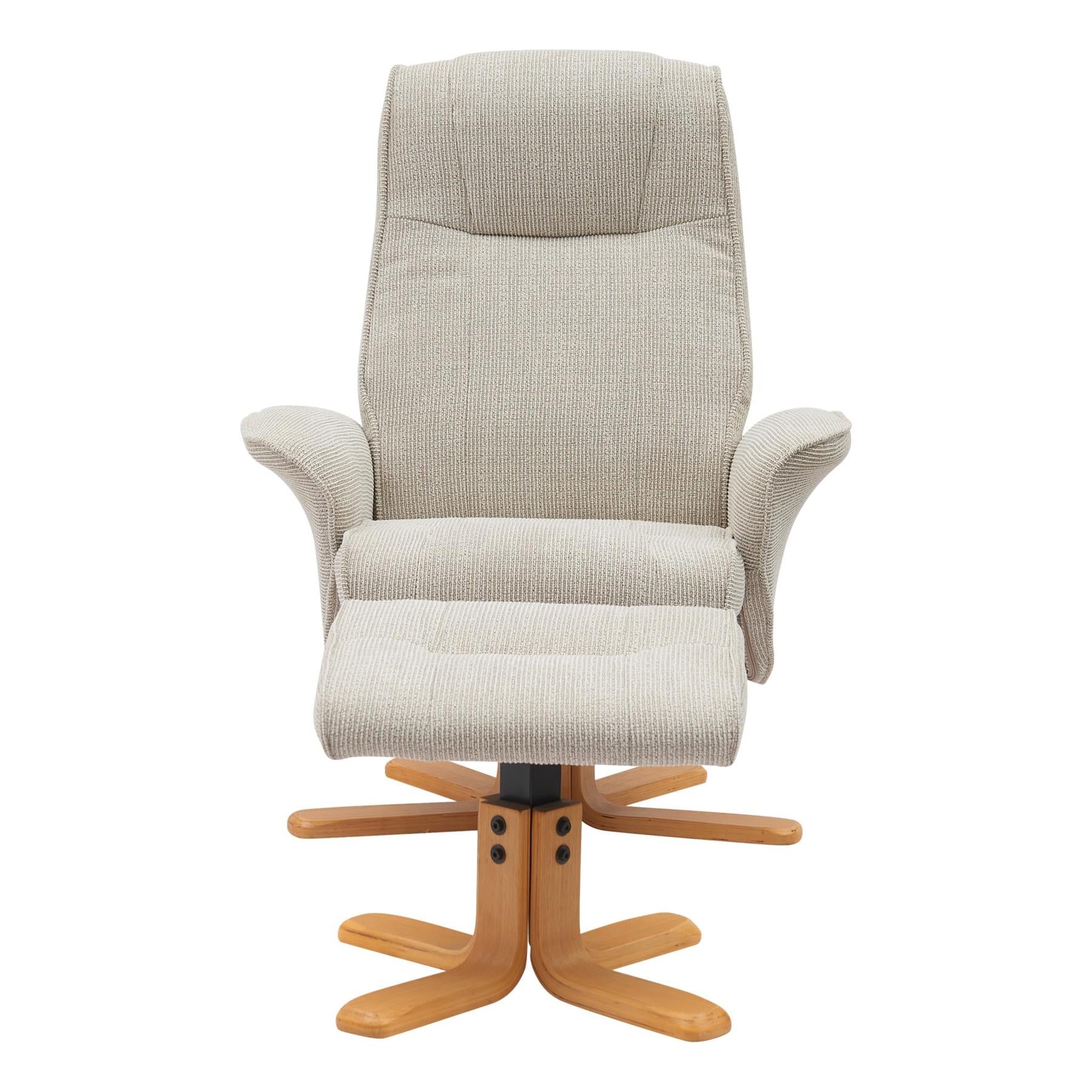 The Missouri Swivel Recliner Chair & Matching Footstool in Marzipan Fabric
