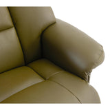 The Biarritz - Swivel Recliner Chair & Matching Footstool in Olive Green Plush Faux Leather