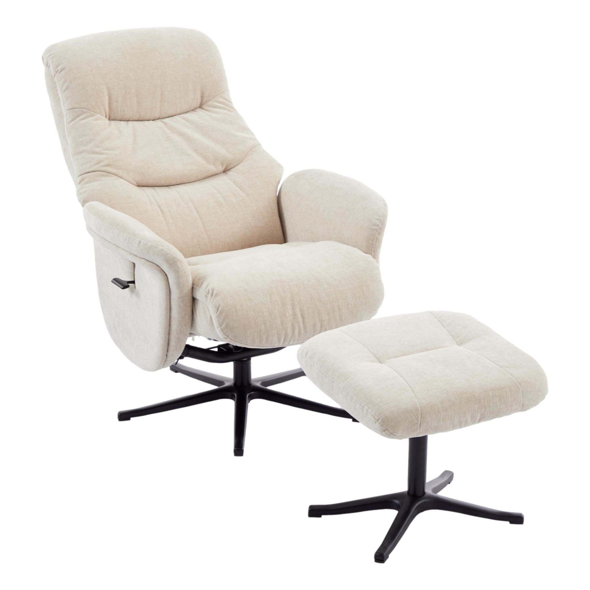 The Nevada Swivel Recliner Chair & Matching Footstool in Barley Fabric