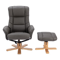 The Cairo - Swivel Recliner Chair & Matching Footstool in Cinder Faux Leather