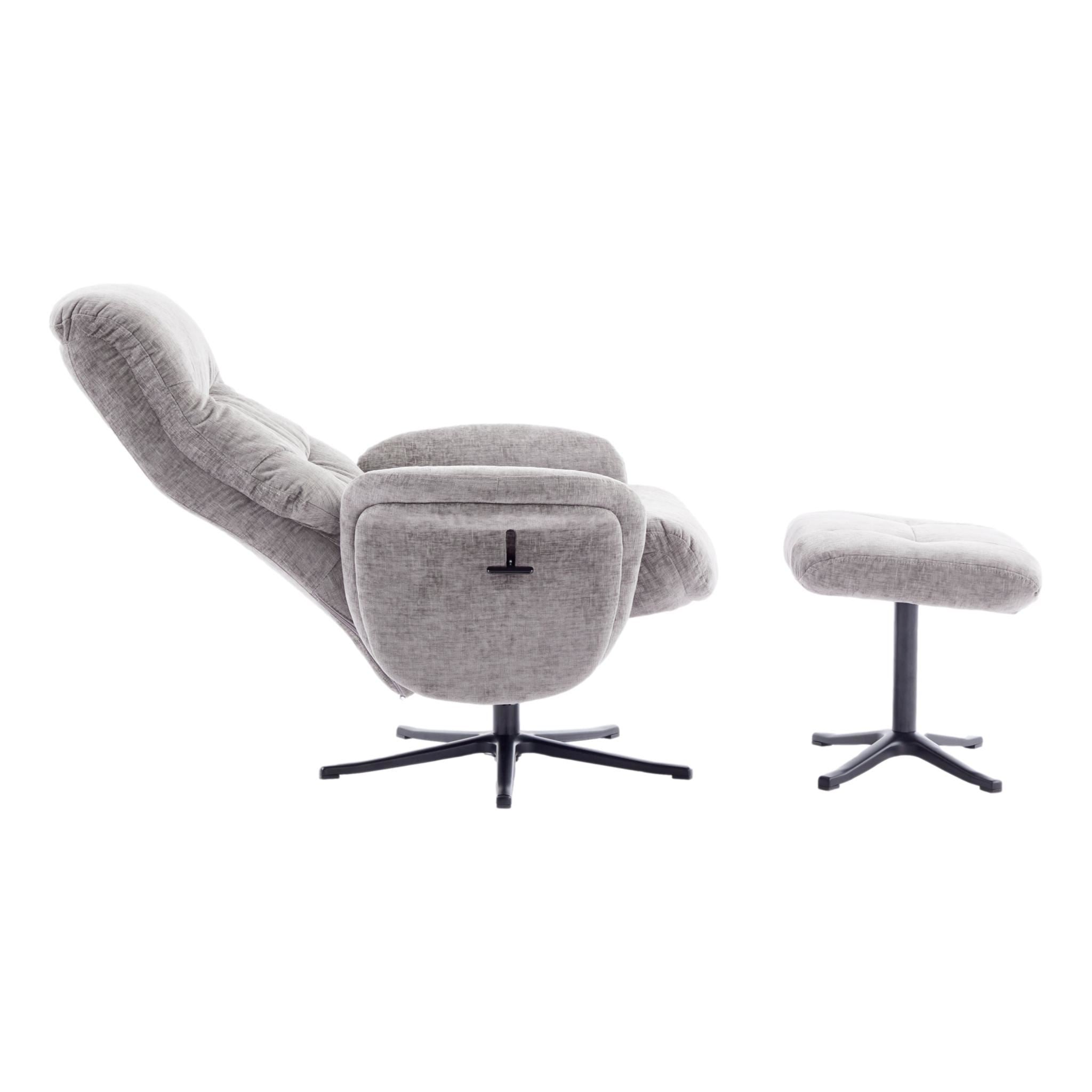 The Nevada Swivel Recliner Chair & Matching Footstool in Cloud Fabric