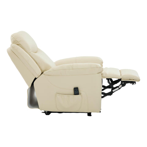 The Devon - Dual Motor Mobility Riser Recliner Arm Chair - Cream Genuine Leather - image 6