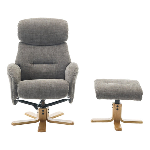 The Eden Swivel Recliner Chair & Matching Footstool  in Thunder Grey Fabric - image 3