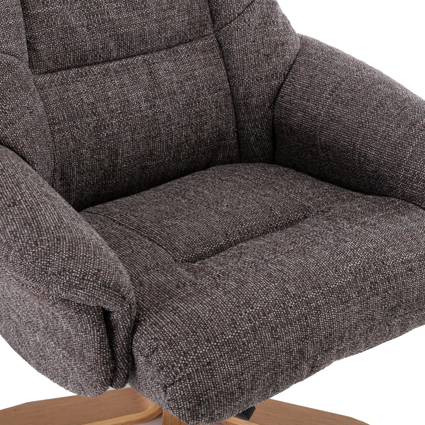 Cairo Swivel Recliner Chair & Footstool in Grey Lisbon Fabric - Refurbished Sale