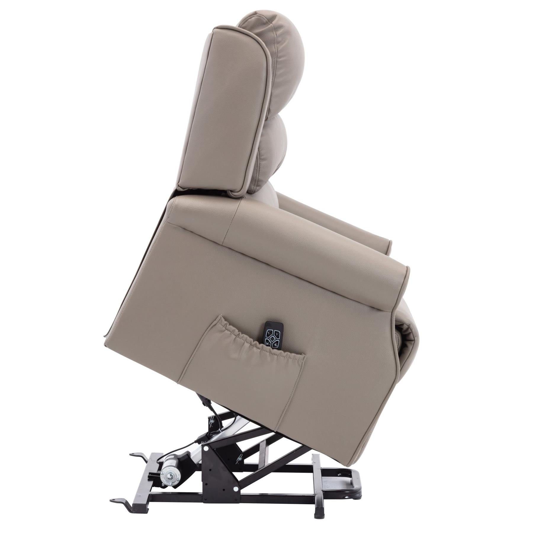 The Perth - Dual Motor Riser Recliner Mobility Chair in Grey Plush Faux Leather