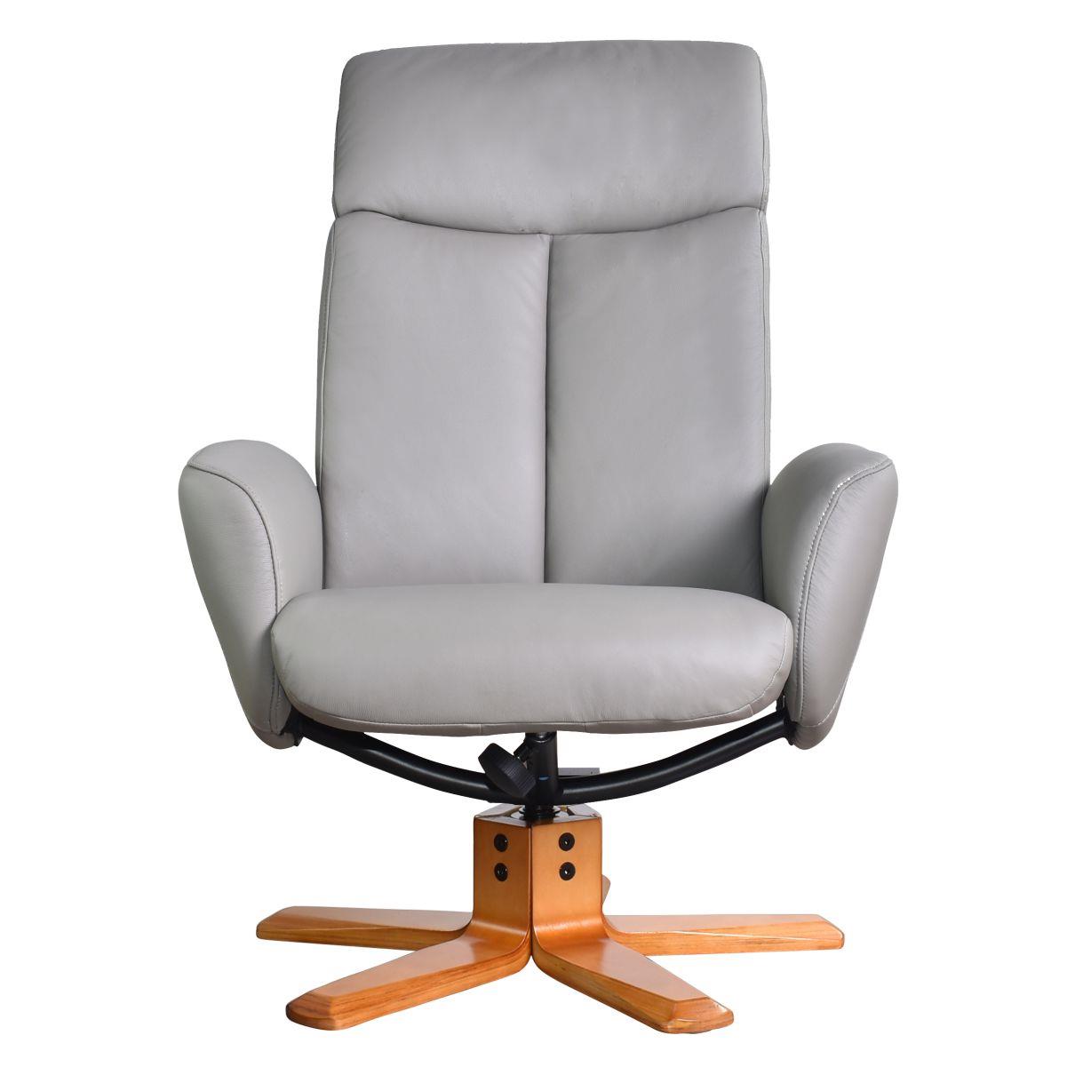 The Dakota Genuine Leather Swivel Recliner Chair in Husky with Cherry base - Refurbished