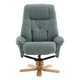 The Dubai - Swivel Recliner Chair & Matching Footstool in Lisbon Teal Fabric - Refurbished - thumbnail 4