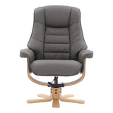 The Sardinia - Swivel Recliner Chair & Footstool in Cinder Genuine Leather - Refurbished - thumbnail 5