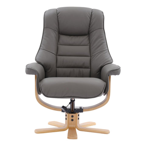 The Sardinia - Swivel Recliner Chair & Footstool in Cinder Genuine Leather - Refurbished - image 5
