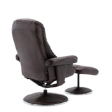 The Denver Swivel Recliner Chair & Footstool - Genuine Leather - Brown