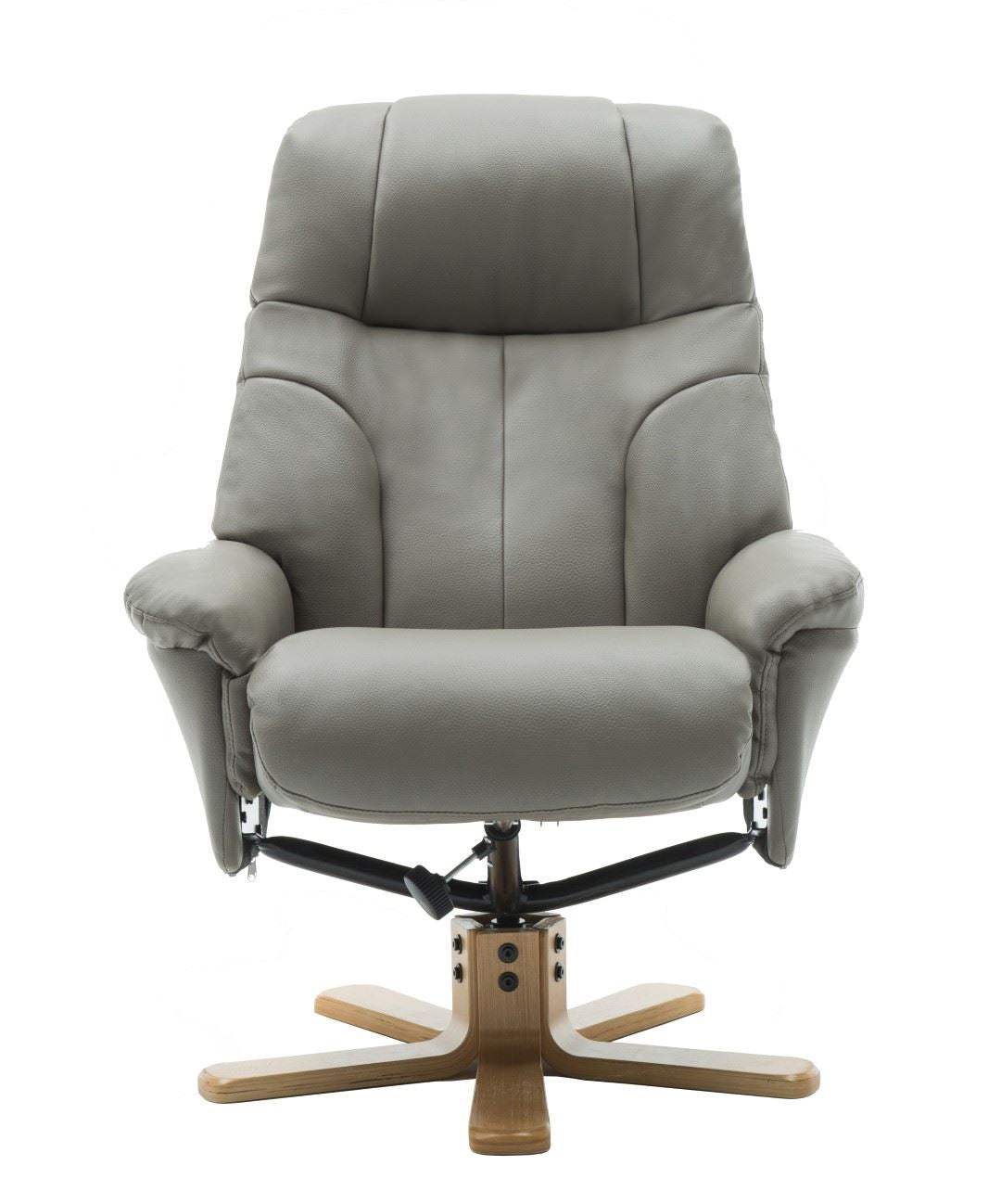 Dubai Faux Leather Grey Plush Swivel Recliner Chair With Footstool - Refurbished