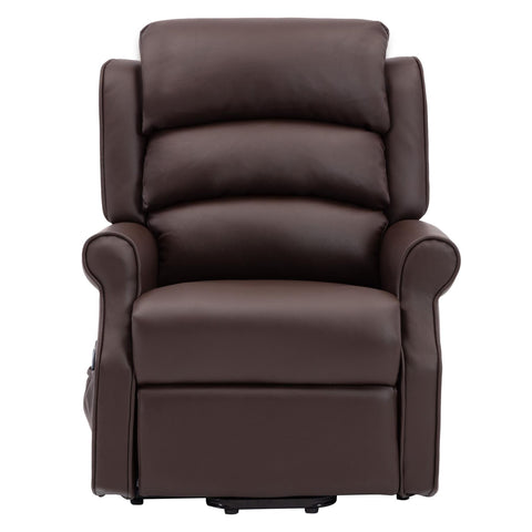 The Perth - Dual Motor Riser Recliner Mobility Chair in Brown Plush Faux Leather Refurbished - image 2