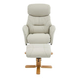 The Eden Swivel Recliner Chair & Matching Footstool in Mushroom Leather - thumbnail 8