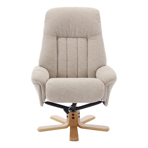 The Paris Swivel Recliner Chair & Footstool in Lille Sand Fabric - Refurbished - image 3