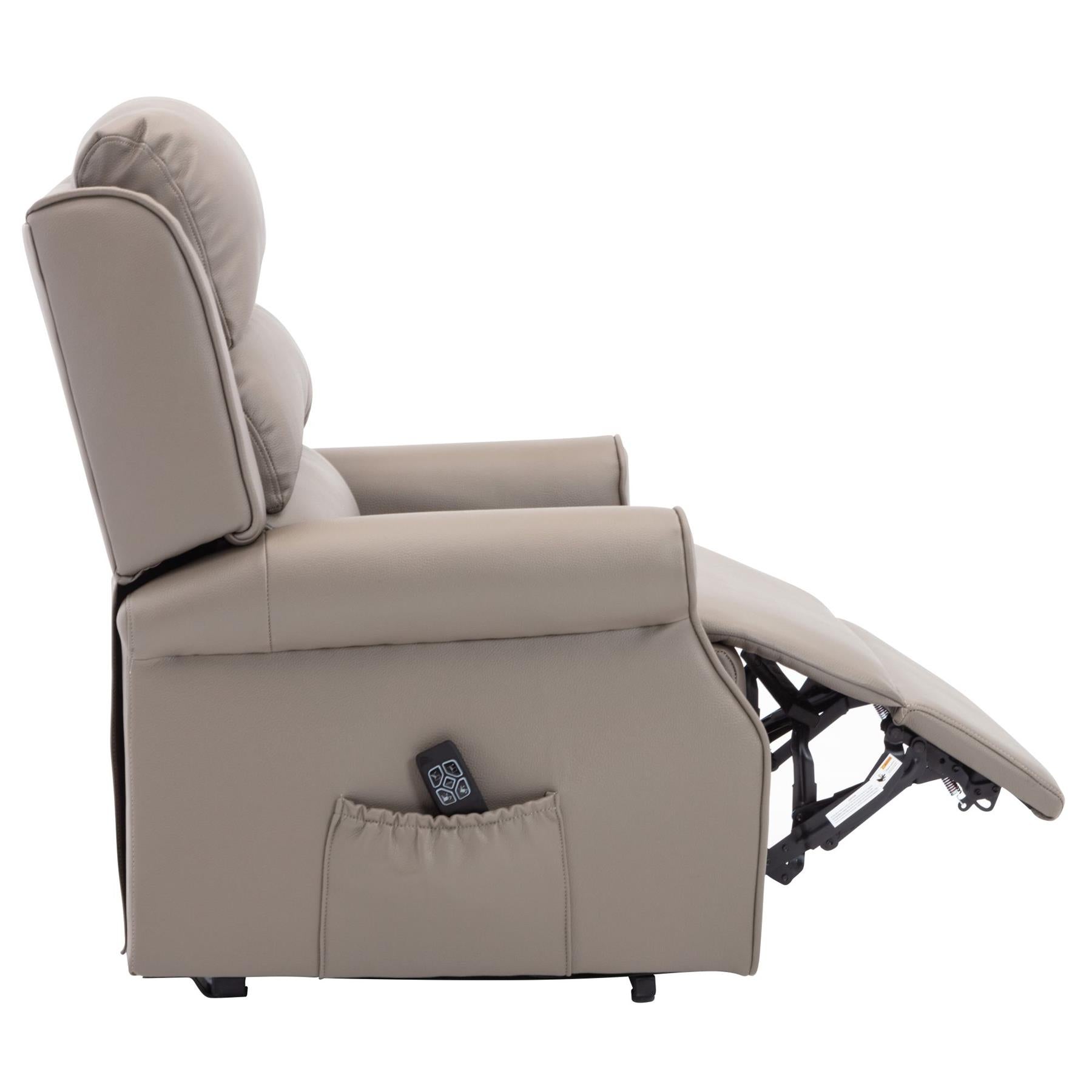 The Perth - Dual Motor Riser Recliner Mobility Chair in Grey Plush Faux Leather