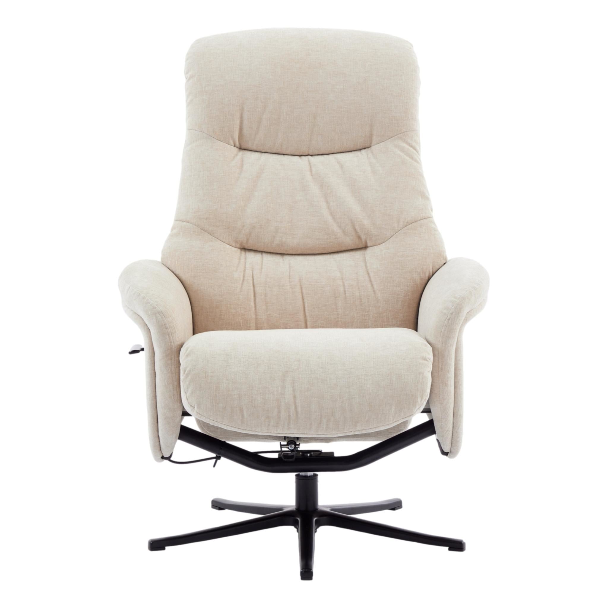The Nevada Swivel Recliner Chair & Matching Footstool in Barley Fabric