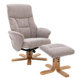 The Giza - Fabric Swivel Recliner Chair & Matching Footstool in Wheat