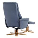 The Hawaii - Swivel Recliner Chair & Matching Footstool in Petrol Blue Leather - Refurbished - thumbnail 8