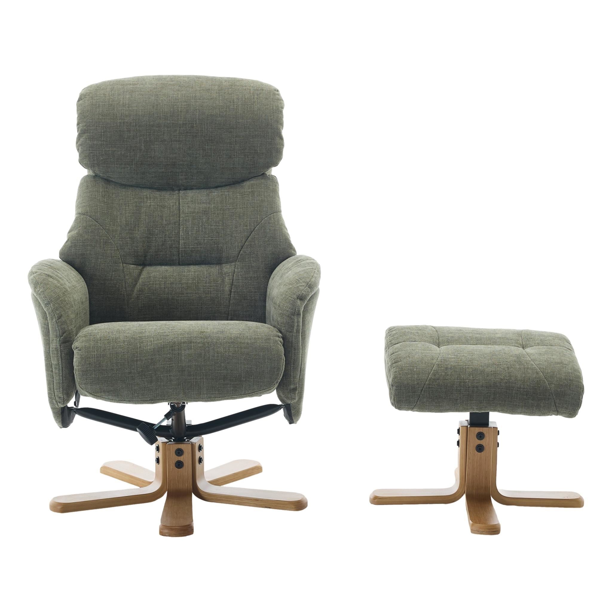 The Eden Swivel Recliner Chair & Matching Footstool  in Kellygreen Fabric - alternate product image