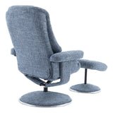 The Denver - Swivel Recliner Chair & Matching Footstool in Cha Cha Ocean Fabric