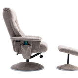 The Riviera - Swivel Recliner Chair & Matching Footstool in Calico Cream/Beige Fabric