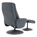The Lyon - Genuine Leather Swivel Recliner Chair & Footstool in Petrol Blue - thumbnail 8