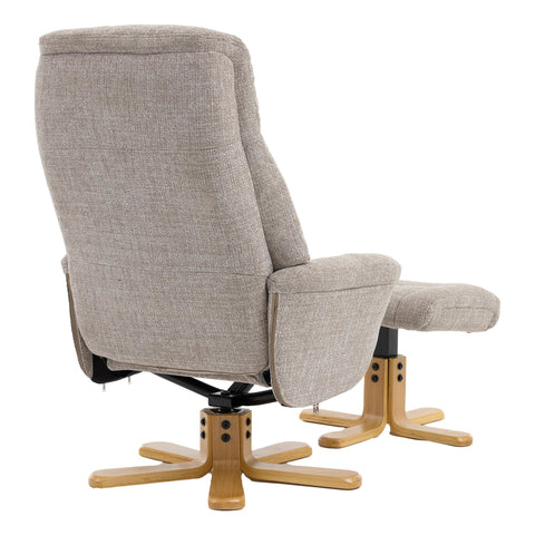 The Paris Swivel Recliner Chair & Footstool in Oat Fabric - image 7