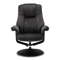 The Denver Swivel Recliner Chair & Footstool - Fabric - Liquorice - Refurbished