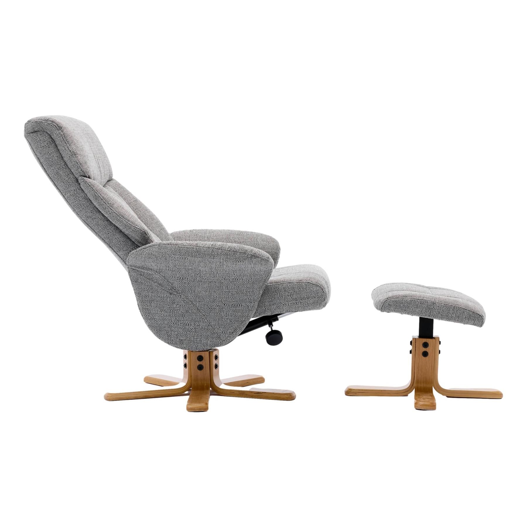 The Giza - Fabric Swivel Recliner Chair & Matching Footstool in Lisbon Rock Fabric