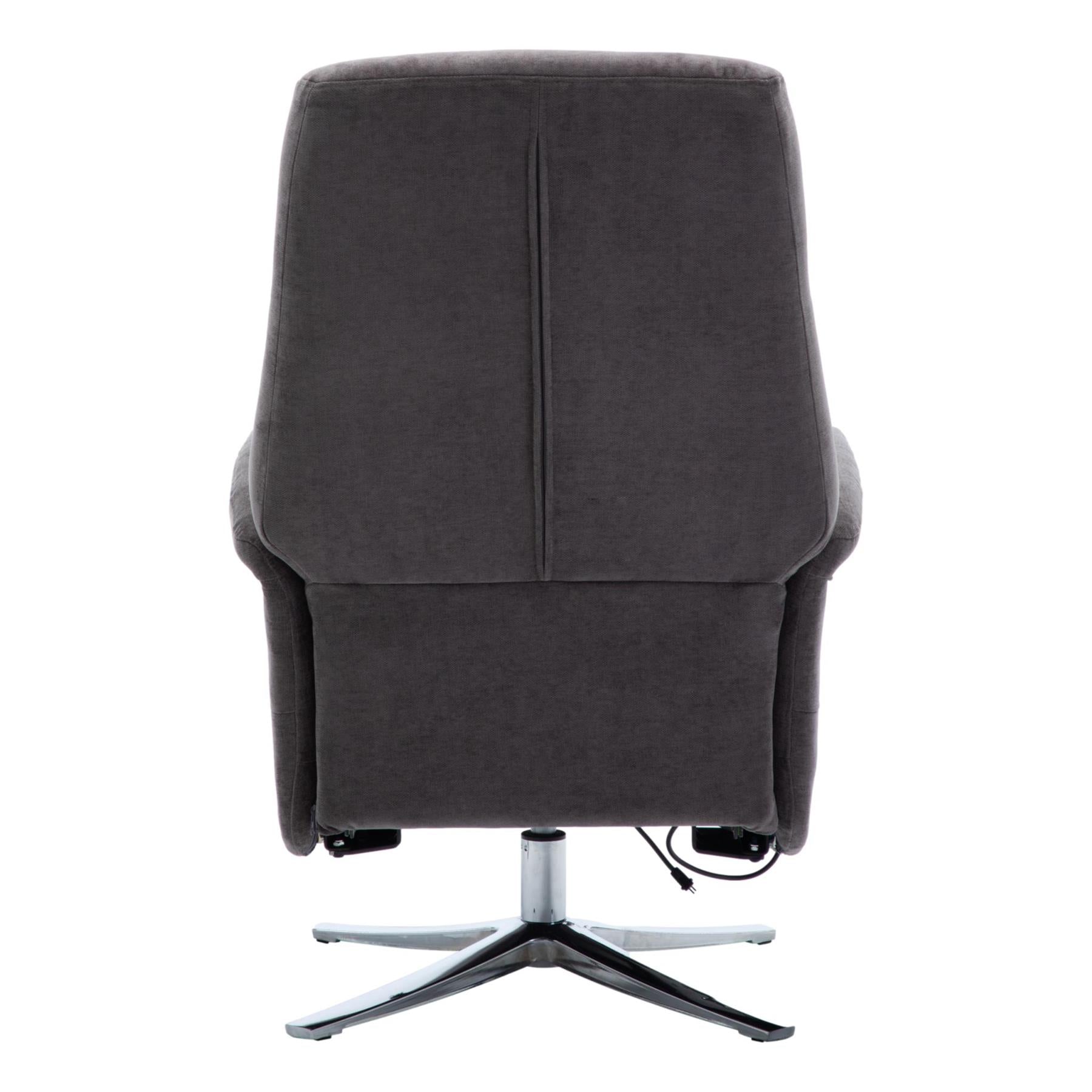 The Ontario Electric Swivel Recliner Chair, Integrated Footstool in Flint Fabric - Refurbished