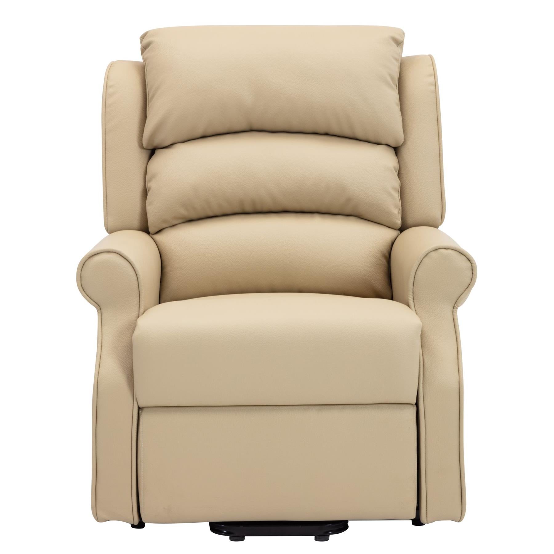 The Perth - Dual Motor Riser Recliner Mobility Chair in Cream Plush Faux Leather
