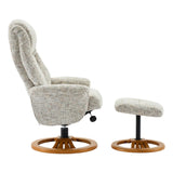 Aruba Swivel Recliner Chair in Frost Cream Fabric with Matching Footstool - thumbnail 7