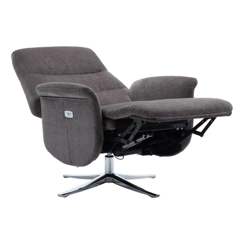 The Ontario Electric Swivel Recliner Chair, Integrated Footstool in Flint Fabric - Refurbished - image 4