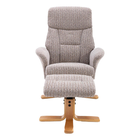 The Giza - Fabric Swivel Recliner Chair & Matching Footstool in Wheat - Refurbished - image 6