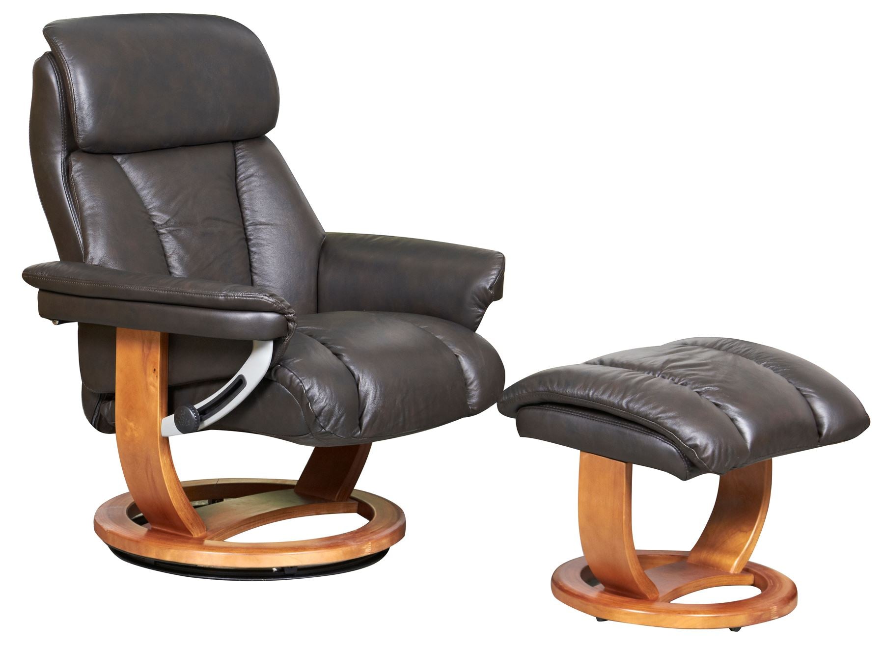 The Mars Premium Genuine Leather Swivel Recliner Chair/Footstool In Chocolate