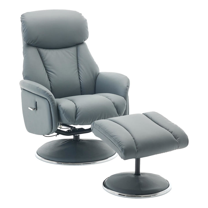 Sahara Swivel Recliner in Petrol Blue Leather - image 1