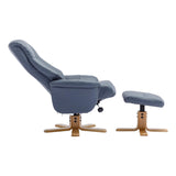 The Hawaii - Swivel Recliner Chair & Matching Footstool in Petrol Blue Leather