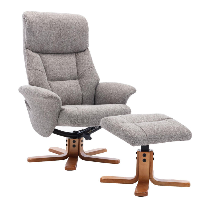 Marseille Swivel Recliner Chair and Footstool in Fossil Fabric - image 1