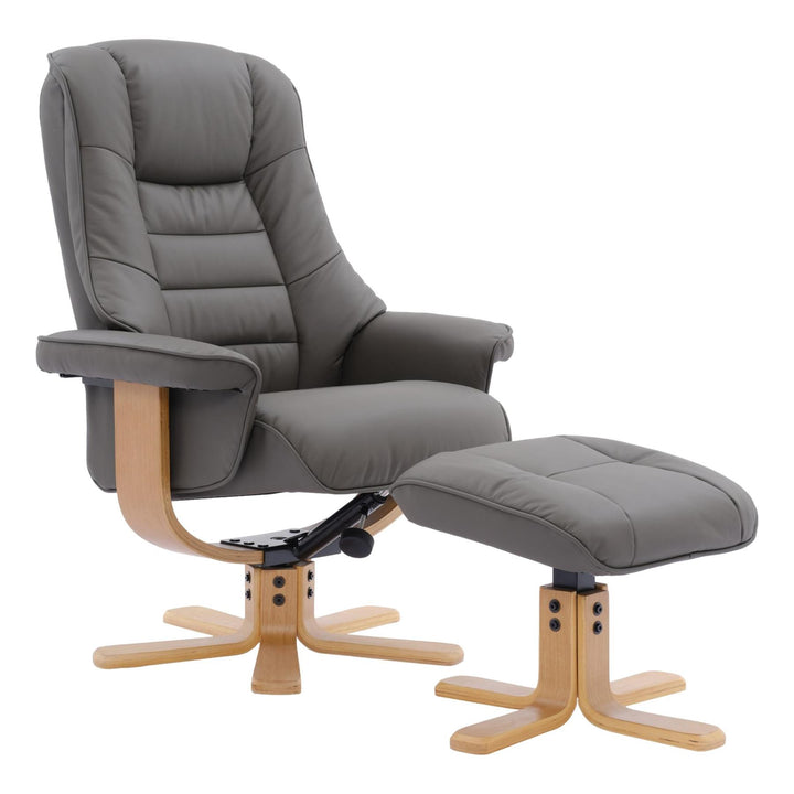 The Sardinia - Swivel Recliner Chair & Footstool in Cinder Genuine Leather - Refurbished - image 1