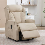 Banff Quad Motor Riser Recliner Lift Chair in Stone Genuine Leather - thumbnail 7