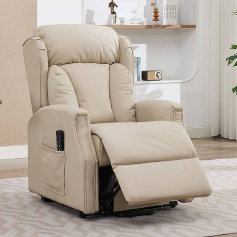 Banff Quad Motor Riser Recliner Lift Chair in Stone Genuine Leather - image 7