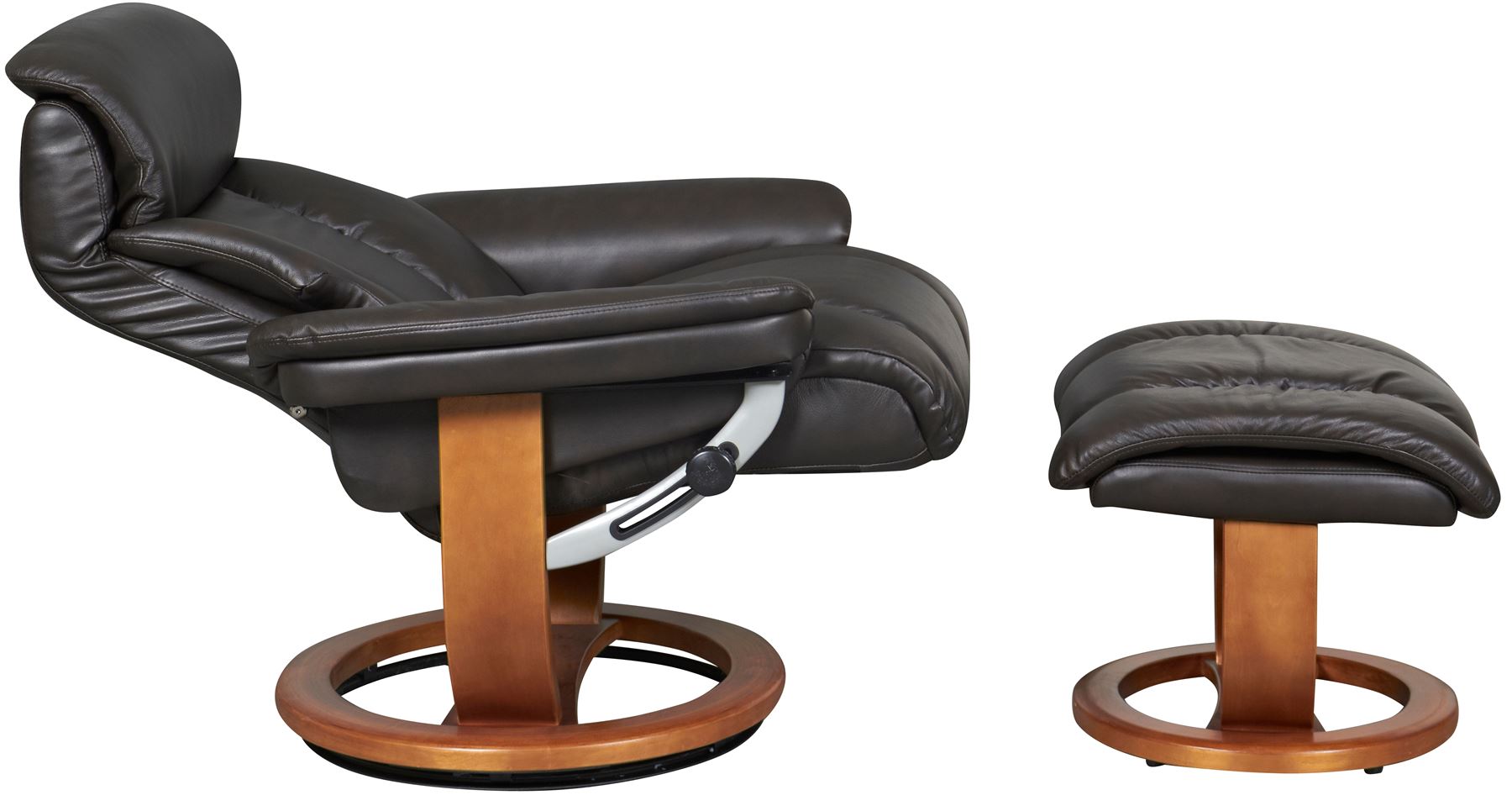 The Mars Premium Genuine Leather Swivel Recliner Chair/Footstool In Chocolate