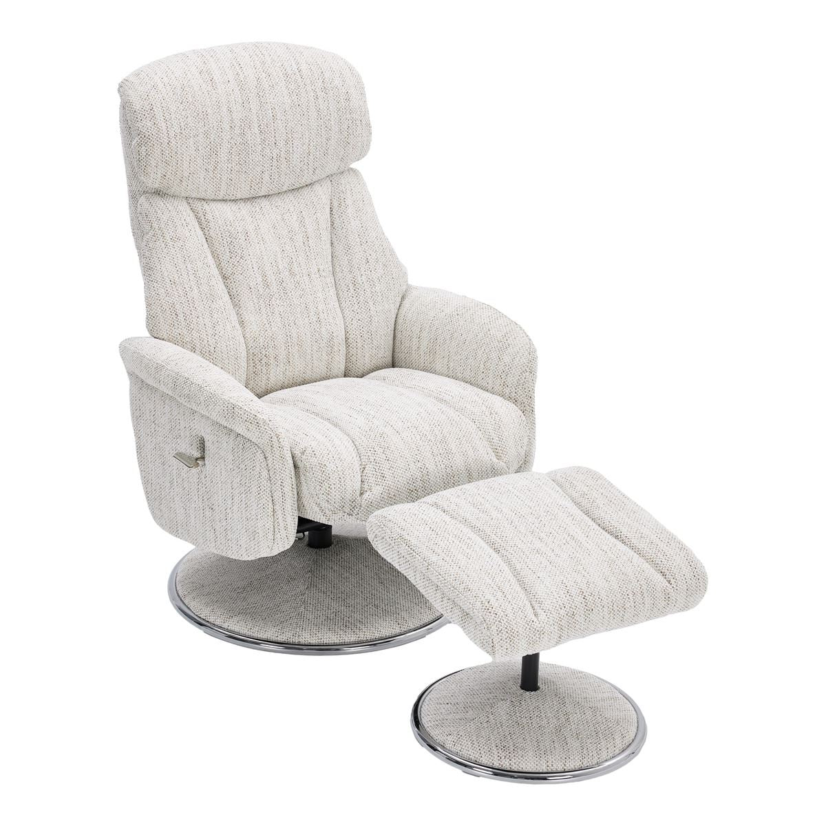 Sahara Swivel Recliner and Footstool in Biscuit Fabric - primary product image
