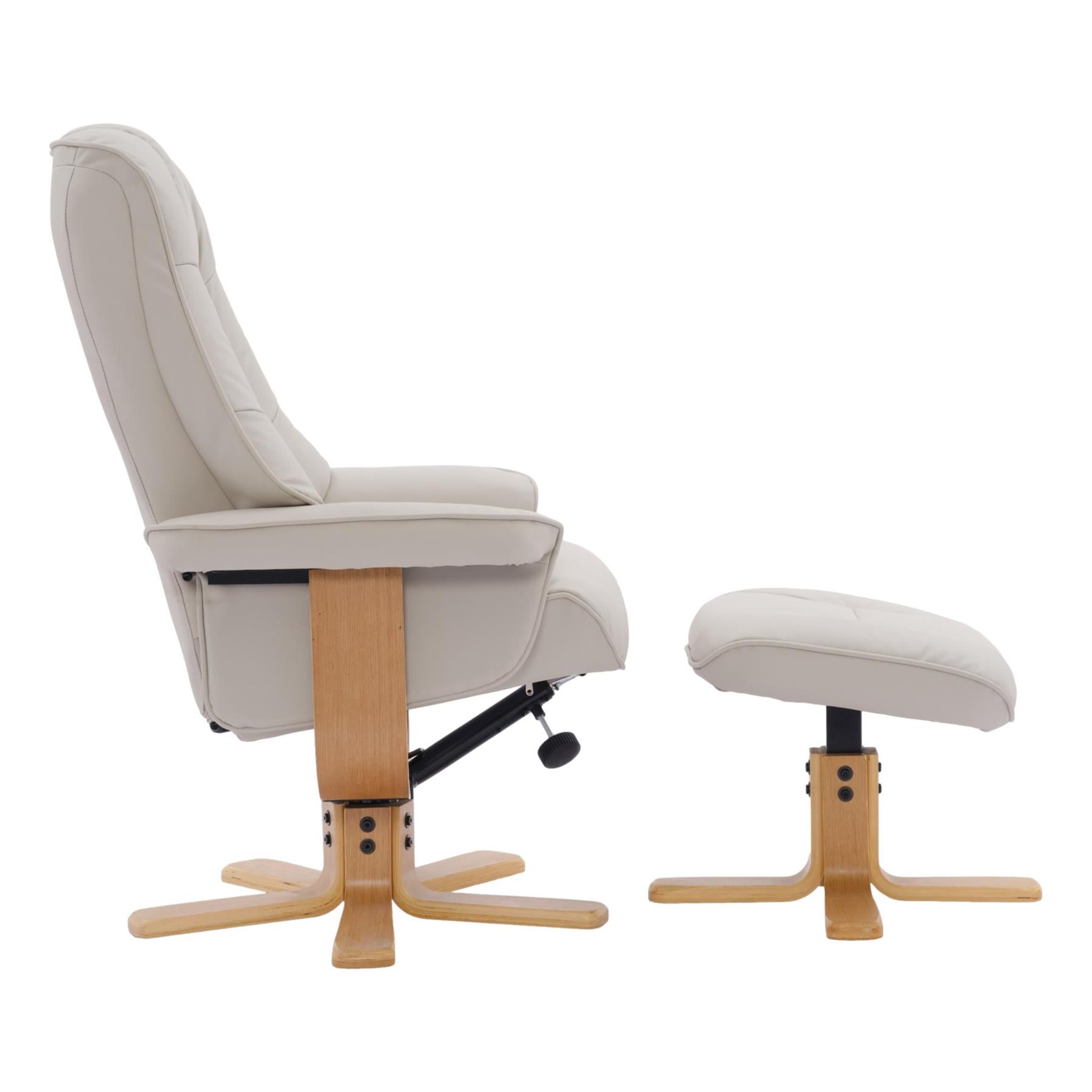 The Sardinia - Swivel Recliner Chair & Footstool in Mushroom Genuine Leather